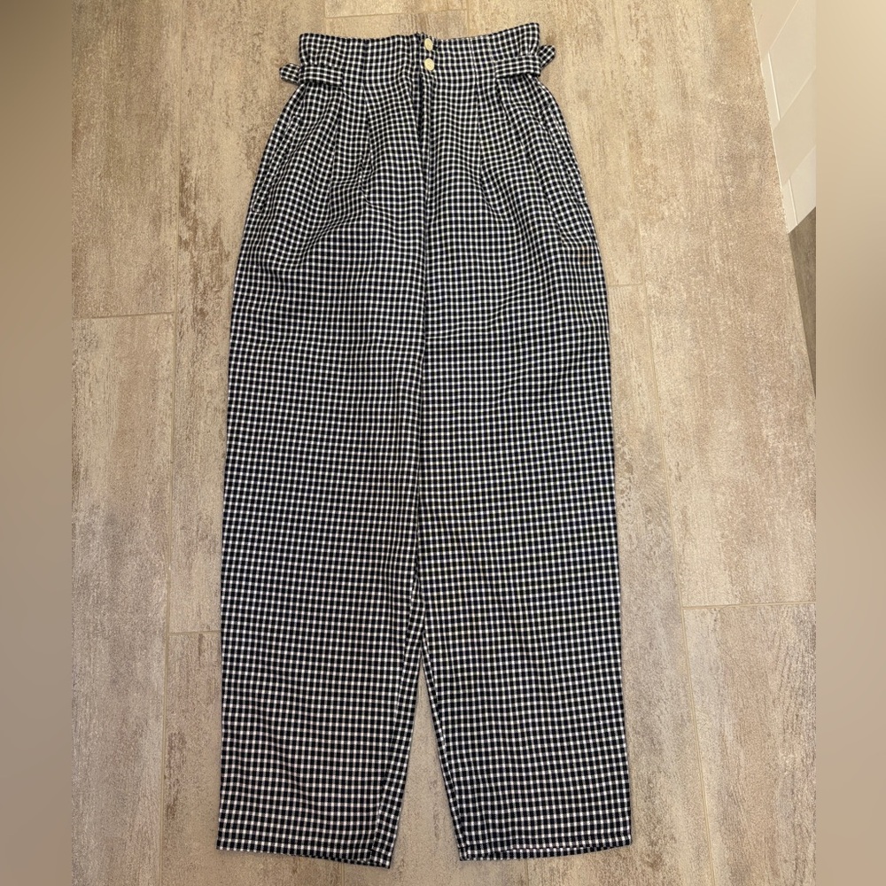 Vintage Esprit Black and White Checkered High-Waisted Pants